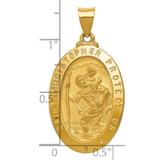 14k Yellow Gold Polished and Satin St. Christopher Medal Pendant XR1405