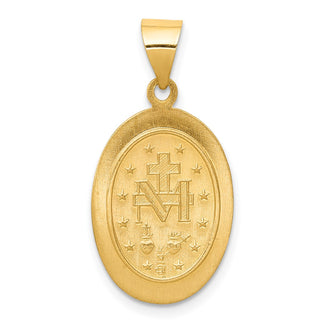 14k Yellow Gold Polished and Satin Miraculous Medal Pendant XR1406