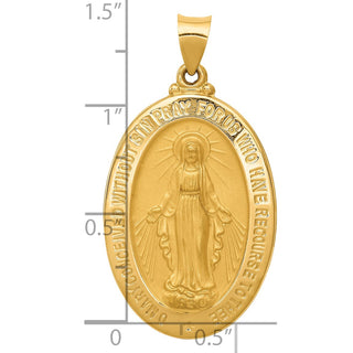 14k Yellow Gold Polished and Satin Miraculous Medal Pendant XR1407