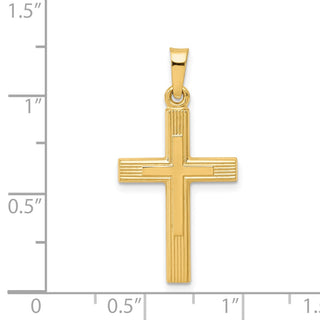 14k Yellow Gold Brushed and Polished Latin Cross Pendant XR1412