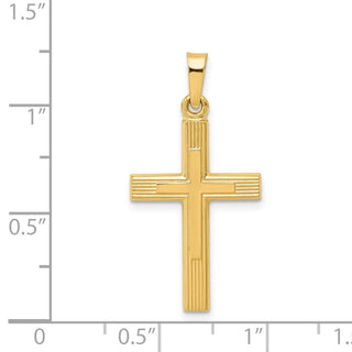 14k Yellow Gold Brushed and Polished Latin Cross Pendant XR1412