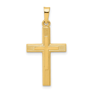 14k Yellow Gold Brushed and Polished Latin Cross Pendant XR1412