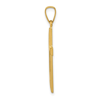 14k Yellow Gold and Rhodium Satin and Polished Latin Cross Pendant