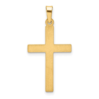 14k Yellow Gold and Rhodium Satin and Polished Latin Cross Pendant