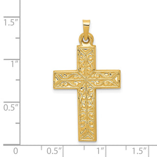 14k Yellow Gold Polished Filigree Cross Pendant XR1420