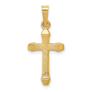 14k Yellow Gold Textured and Polished Latin Cross Pendant XR1421