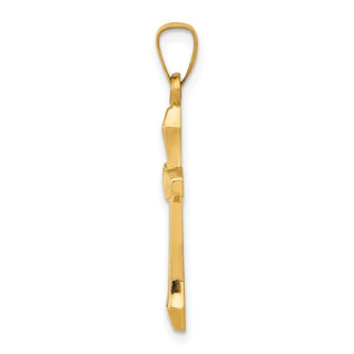14k Yellow Gold Textured and Polished Latin Cross Pendant XR1422