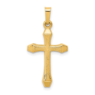14k Yellow Gold Textured and Polished Latin Cross Pendant XR1422