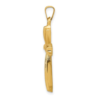 14k Yellow Gold Textured and Polished Passion Cross Pendant XR1423