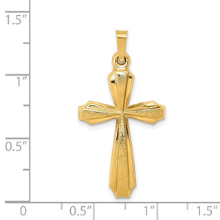 14k Yellow Gold Textured and Polished Passion Cross Pendant XR1423