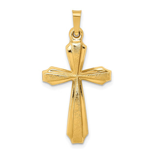 14k Yellow Gold Textured and Polished Passion Cross Pendant XR1423