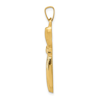 14k Gold with Rhodium Textured and Polished Passion Cross Pendant