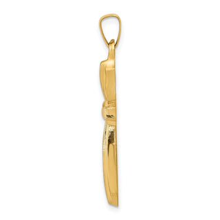 14k Gold with Rhodium Textured and Polished Passion Cross Pendant