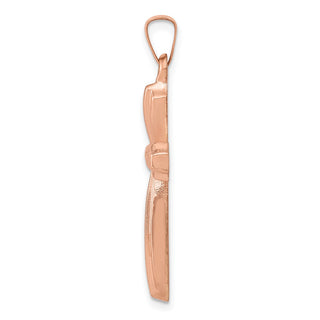 14k Rose Gold Textured, Brushed and Polished Passion Cross Pendant