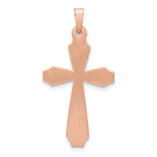 14k Rose Gold Textured, Brushed and Polished Passion Cross Pendant