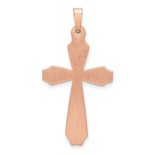 14k Rose Gold Textured, Brushed and Polished Passion Cross Pendant