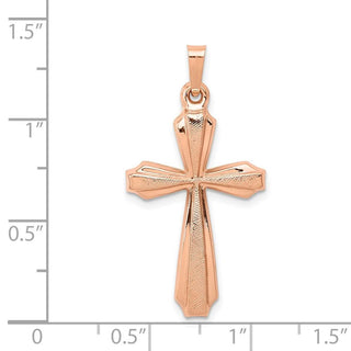 14k Rose Gold Textured, Brushed and Polished Passion Cross Pendant