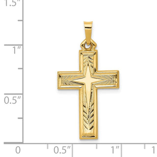 14k Yellow Gold Brushed and Polished Latin Cross Pendant XR1432