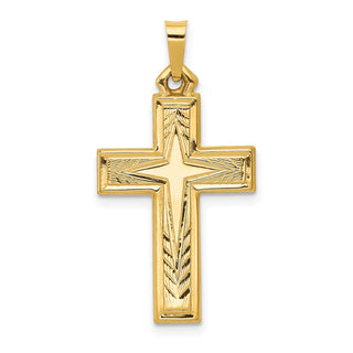 14k Yellow Gold Brushed and Polished Latin Cross Pendant XR1432