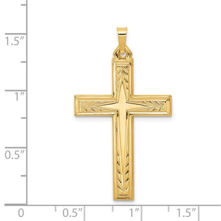 14k Yellow Gold Brushed and Polished Latin Cross Pendant XR1434