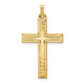 14k Yellow Gold Brushed and Polished Latin Cross Pendant XR1434
