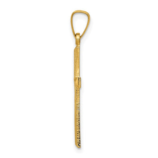 14k Yellow Gold Textured and Polished Latin Cross Pendant XR1438