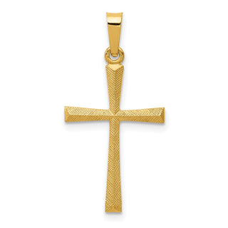 14k Yellow Gold Textured and Polished Latin Cross Pendant XR1438