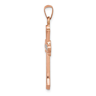 14k Rose Gold with White Rhodium Cross Pendant