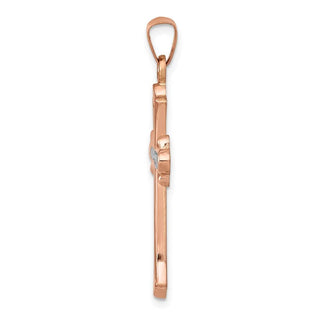 14k Rose Gold with White Rhodium Cross Pendant