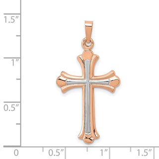 14k Rose Gold with White Rhodium Cross Pendant