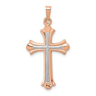 14k Rose Gold with White Rhodium Cross Pendant