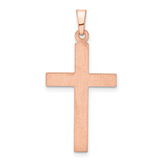 14k Rose Gold Brushed and Polished Hollow Cross Pendant