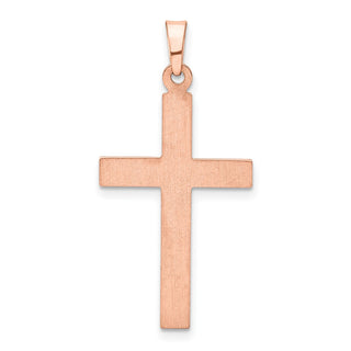 14k Rose Gold Brushed and Polished Hollow Cross Pendant