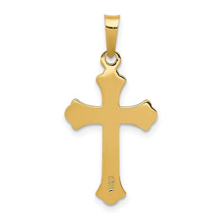 14k Yellow Gold Polished Fleur De Lis Cross Pendant XR1447