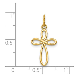 14k Yellow Gold Polished Small Ribbon Cross Pendant XR1451