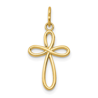 14k Yellow Gold Polished Small Ribbon Cross Pendant XR1451