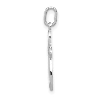 14k White Gold Polished Small Ribbon Cross Pendant