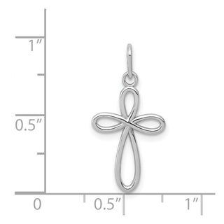 14k White Gold Polished Small Ribbon Cross Pendant