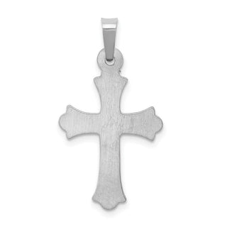 14k White Gold Textured and Polished Fleur De Lis Cross Pendant XR1458