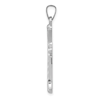 14k White Gold Textured and Polished Fleur De Lis Cross Pendant XR1459