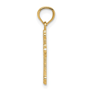 14k Yellow Gold Polished Small Budded Cross Pendant