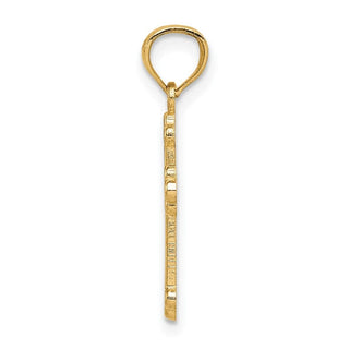 14k Yellow Gold Polished Small Budded Cross Pendant