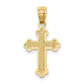 14k Yellow Gold Polished Small Budded Cross Pendant
