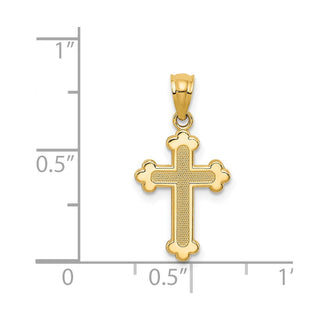 14k Yellow Gold Polished Small Budded Cross Pendant