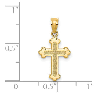 14k Yellow Gold Polished Small Budded Cross Pendant