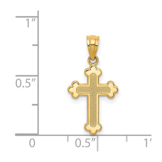 14k Yellow Gold Polished Small Budded Cross Pendant