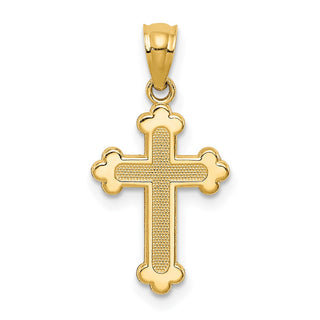 14k Yellow Gold Polished Small Budded Cross Pendant