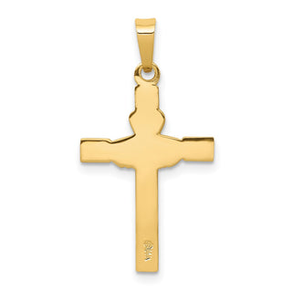 14k Yellow Gold and Rhodium Polished Claddagh Cross Pendant