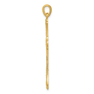 14k Yellow Gold Fleur De Lis Cross Pendant XR147