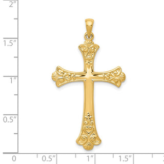 14k Yellow Gold Fleur De Lis Cross Pendant XR147